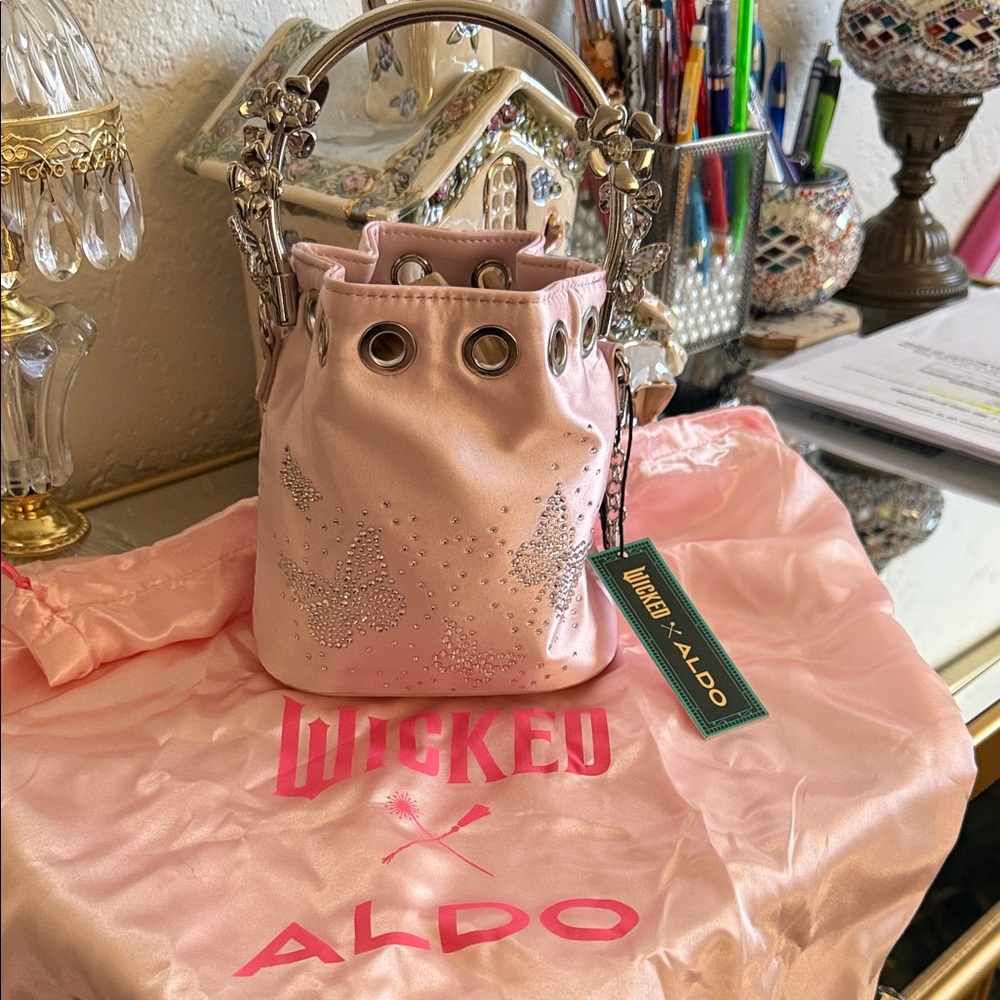 Wicked and Aldo Light Pink Mini Bag with bling butterflies Silver Details
